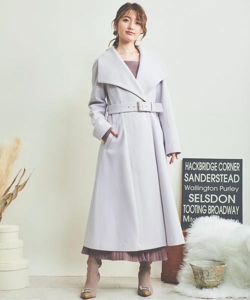 NOELA（ノエラ）の「ショールカラーウールトレンチコート（トレンチコート・レディース・ボルドー/オフホワイト/ラベンダー・S/M）」の22枚目の写真