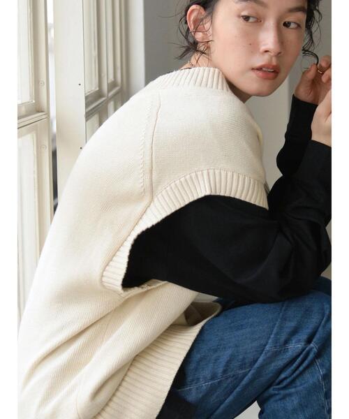 AMERICAN HOLIC（アメリカンホリック）の「Vネックニットベスト（ベスト・レディース・アイボリー/チャコールグレー・FREE）」の8枚目の写真