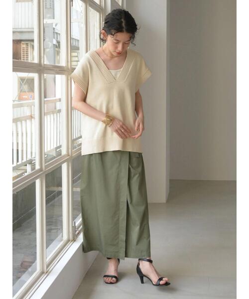 AMERICAN HOLIC（アメリカンホリック）の「Vネックニットベスト（ベスト・レディース・アイボリー/チャコールグレー・FREE）」の13枚目の写真