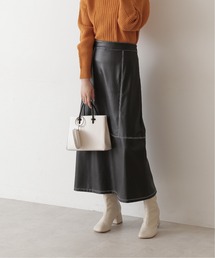 FREE'S MART | ◆配色ステッチフェイクレザーAラインスカート(スカート)