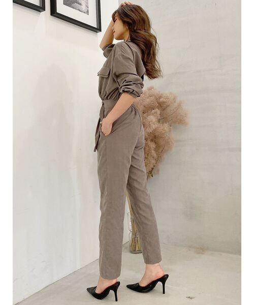 GYDA（ジェイダ）の「BACK OPEN PEACH SKINロンパース（サロペット/オーバーオール・レディース・チャコールグレー/カーキ・FREE）」の6枚目の写真