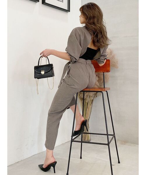 GYDA（ジェイダ）の「BACK OPEN PEACH SKINロンパース（サロペット/オーバーオール・レディース・チャコールグレー/カーキ・FREE）」の8枚目の写真