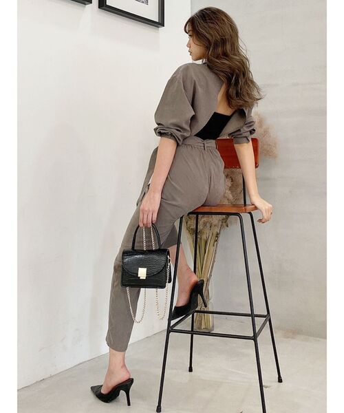 GYDA（ジェイダ）の「BACK OPEN PEACH SKINロンパース（サロペット/オーバーオール・レディース・チャコールグレー/カーキ・FREE）」の9枚目の写真