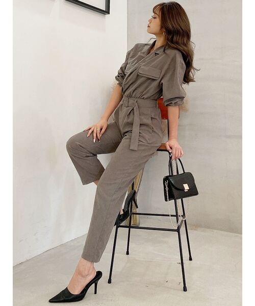 GYDA（ジェイダ）の「BACK OPEN PEACH SKINロンパース（サロペット/オーバーオール・レディース・チャコールグレー/カーキ・FREE）」の13枚目の写真