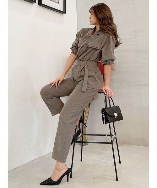 GYDA（ジェイダ）の「BACK OPEN PEACH SKINロンパース（サロペット/オーバーオール・レディース・チャコールグレー/カーキ・FREE）」の17枚目の写真