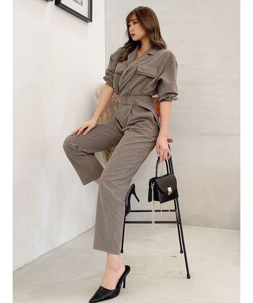 GYDA（ジェイダ）の「BACK OPEN PEACH SKINロンパース（サロペット/オーバーオール・レディース・チャコールグレー/カーキ・FREE）」の11枚目の写真