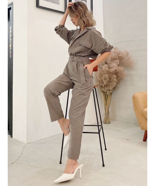 GYDA（ジェイダ）の「BACK OPEN PEACH SKINロンパース（サロペット/オーバーオール・レディース・チャコールグレー/カーキ・FREE）」の16枚目の写真