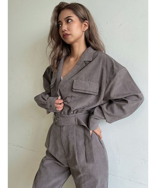 GYDA（ジェイダ）の「BACK OPEN PEACH SKINロンパース（サロペット/オーバーオール・レディース・チャコールグレー/カーキ・FREE）」の19枚目の写真