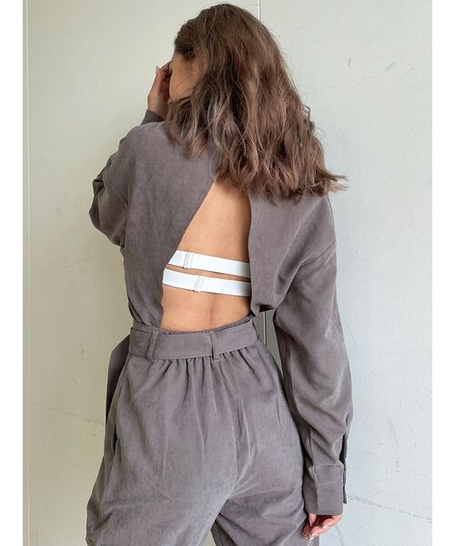 GYDA（ジェイダ）の「BACK OPEN PEACH SKINロンパース（サロペット/オーバーオール・レディース・チャコールグレー/カーキ・FREE）」の20枚目の写真