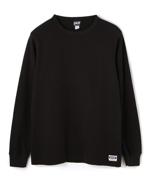 schott（ショット）の「Schott/ショット/LS HONEYCOMB CREWNECK T-SHIRT/ハニカム クルーネック Tシャツ（Tシャツ/カットソー・メンズ・ブラック/ホワイト/ライトブルーグレー・MEDIUM/SMALL/LARGE/XX-LARGE/X-LARGE）」の2枚目の写真