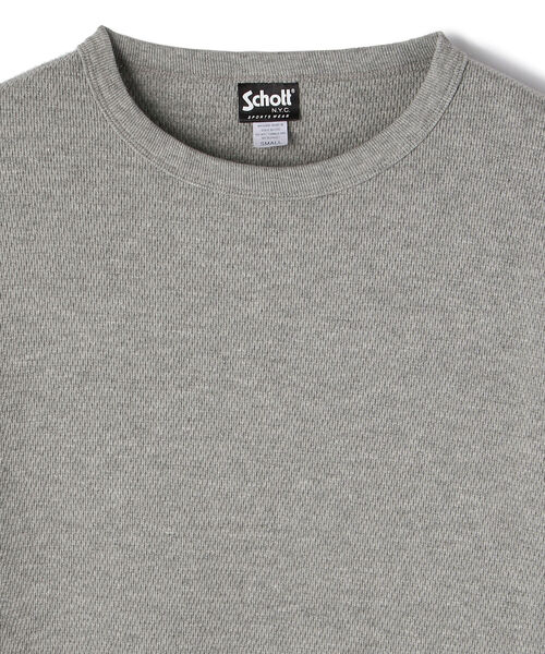 schott（ショット）の「Schott/ショット/LS HONEYCOMB CREWNECK T-SHIRT/ハニカム クルーネック Tシャツ（Tシャツ/カットソー・メンズ・ブラック/ホワイト/ライトブルーグレー・MEDIUM/SMALL/LARGE/XX-LARGE/X-LARGE）」の7枚目の写真