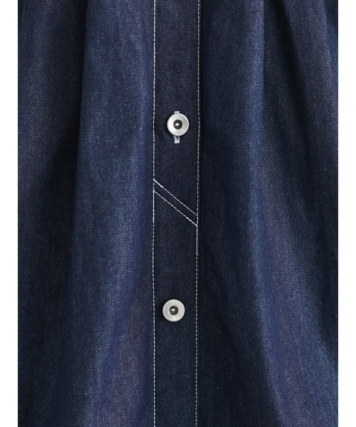 Green　Parks（グリーンパークス）の「【WEB限定】配色ステッチジャンスカ＊（ジャンパースカート・レディース・ライトインディゴブルー/インディゴブルー・FREE）」の9枚目の写真