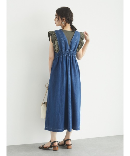 Green　Parks（グリーンパークス）の「【WEB限定】配色ステッチジャンスカ＊（ジャンパースカート・レディース・ライトインディゴブルー/インディゴブルー・FREE）」の11枚目の写真