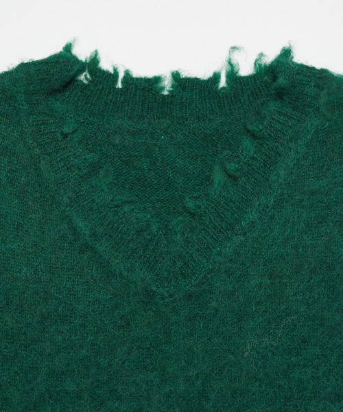 WHO'S WHO gallery（フーズフーギャラリー）の「ブラッシュニットベスト（ベスト・レディース・ブラック/ダークグリーン/パープル/オフホワイト/グリーン・FREE）」の9枚目の写真