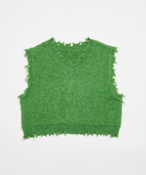 WHO'S WHO gallery（フーズフーギャラリー）の「ブラッシュニットベスト（ベスト・レディース・ブラック/ダークグリーン/パープル/オフホワイト/グリーン・FREE）」の10枚目の写真