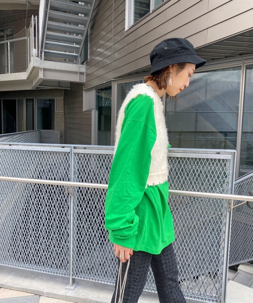 WHO'S WHO gallery（フーズフーギャラリー）の「ブラッシュニットベスト（ベスト・レディース・ブラック/ダークグリーン/パープル/オフホワイト/グリーン・FREE）」の20枚目の写真