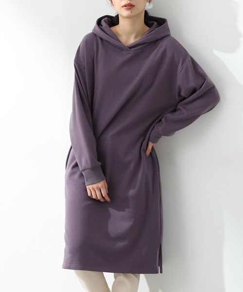 Honeys（ハニーズ）の「パーカーワンピース（ワンピース・レディース・ベージュ/ライトベージュ/ブルーグレー/スミクロ/パープル・L/LL/M）」の5枚目の写真