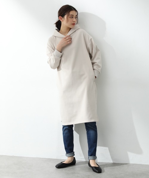 Honeys（ハニーズ）の「パーカーワンピース（ワンピース・レディース・ベージュ/ライトベージュ/ブルーグレー/スミクロ/パープル・L/LL/M）」の11枚目の写真