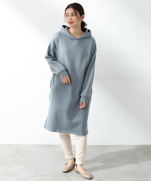 Honeys（ハニーズ）の「パーカーワンピース（ワンピース・レディース・ベージュ/ライトベージュ/ブルーグレー/スミクロ/パープル・L/LL/M）」の19枚目の写真