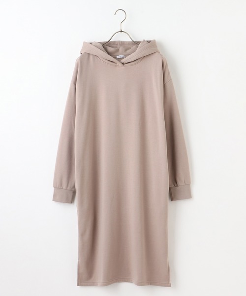 Honeys（ハニーズ）の「パーカーワンピース（ワンピース・レディース・ベージュ/ライトベージュ/ブルーグレー/スミクロ/パープル・L/LL/M）」の18枚目の写真