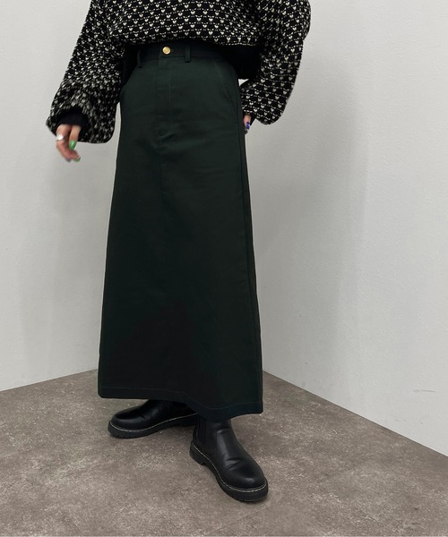 apres jour mignon（アプレジュールミニョン）の「カツラギナロースカート【ZOZOTOWN限定アイテム】（スカート・レディース・ダークグリーン/ベージュ/ブラック/マスタード・SMALL/X-LARGE/MEDIUM）」の4枚目の写真