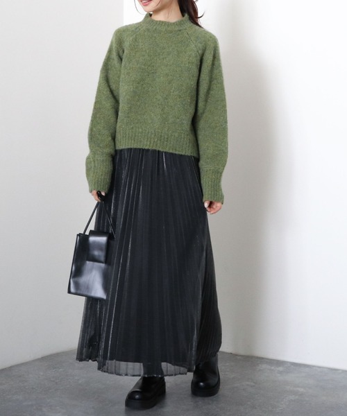 archives（アルシーヴ）の「ラグランMIXハイネックプルオーバー（ニット/セーター・レディース・オフホワイト/ブラウン/グレイッシュベージュ/グリーン系その他・MEDIUM）」の5枚目の写真