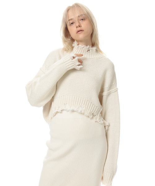 SLY（スライ）の「ROUND HEM CROPPED DAMAGE TOPS ダメージ