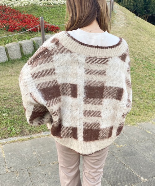 apres jour（アプレジュール）の「【4周年記念アイテム】チェックカーディガン【ZOZOTOWN限定アイテム】（カーディガン/ボレロ・レディース・ダークグリーン/ダークブラウン/ダークブルー/スモークピンク・X-LARGE/フリー）」の10枚目の写真