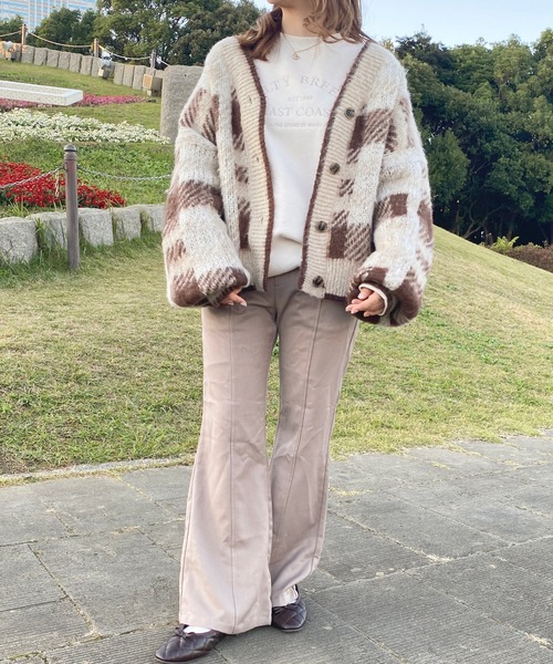 apres jour（アプレジュール）の「【4周年記念アイテム】チェックカーディガン【ZOZOTOWN限定アイテム】（カーディガン/ボレロ・レディース・ダークグリーン/ダークブラウン/ダークブルー/スモークピンク・X-LARGE/フリー）」の11枚目の写真