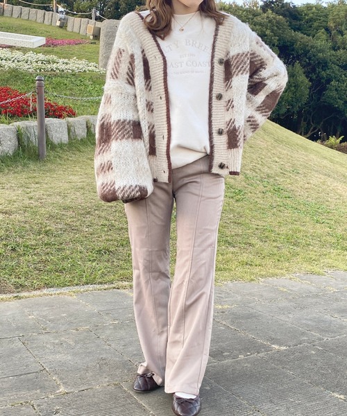 apres jour（アプレジュール）の「【4周年記念アイテム】チェックカーディガン【ZOZOTOWN限定アイテム】（カーディガン/ボレロ・レディース・ダークグリーン/ダークブラウン/ダークブルー/スモークピンク・X-LARGE/フリー）」の12枚目の写真