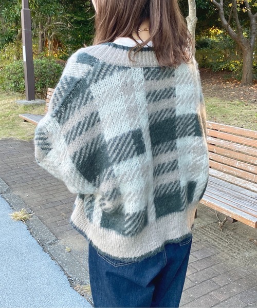 apres jour（アプレジュール）の「【4周年記念アイテム】チェックカーディガン【ZOZOTOWN限定アイテム】（カーディガン/ボレロ・レディース・ダークグリーン/ダークブラウン/ダークブルー/スモークピンク・X-LARGE/フリー）」の18枚目の写真