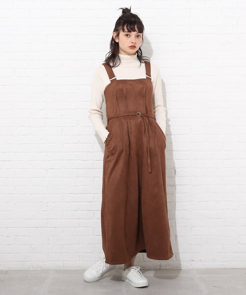 Cutie Blonde（キューティーブロンド）の「◆ポンチフェイクスエードタックジャンスカ（スカート・レディース・ブラック/ブラウン系その他/ダークブラウン・02/01/03）」の4枚目の写真