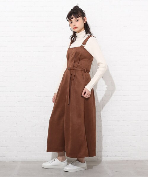 Cutie Blonde（キューティーブロンド）の「◆ポンチフェイクスエードタックジャンスカ（スカート・レディース・ブラック/ブラウン系その他/ダークブラウン・02/01/03）」の5枚目の写真