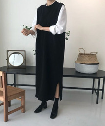 ノースリーブロングニットワンピース