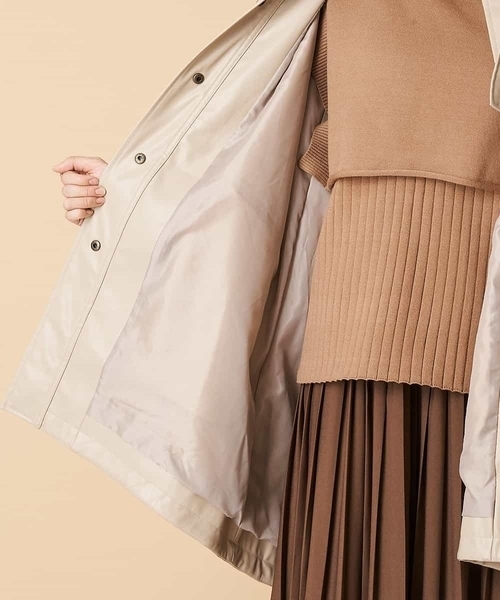 A de a.v.v(アードアー・ヴェ・ヴェ)の「(SET UP対応)ウエストドロストスタンドエコカラーレザーコート(ブルゾン・レディース・ブラック/ベージュ・38/36)」の17枚目の写真