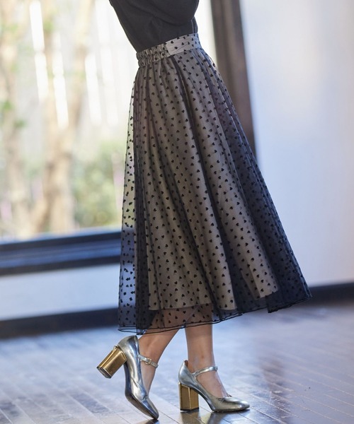 tocco closet(トッコ クローゼット)の「ハートチュールフレアスカート(スカート・レディース・ベージュ/ピンク系その他・M)」の4枚目の写真