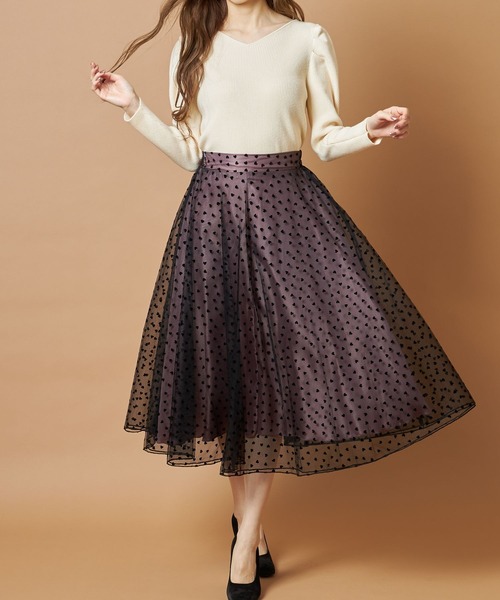 tocco closet(トッコ クローゼット)の「ハートチュールフレアスカート(スカート・レディース・ベージュ/ピンク系その他・M)」の6枚目の写真