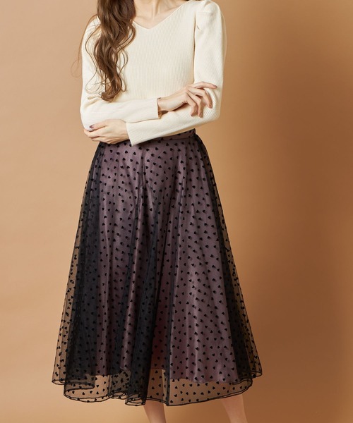 tocco closet(トッコ クローゼット)の「ハートチュールフレアスカート(スカート・レディース・ベージュ/ピンク系その他・M)」の8枚目の写真