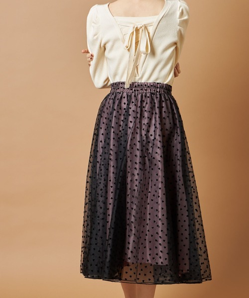 tocco closet(トッコ クローゼット)の「ハートチュールフレアスカート(スカート・レディース・ベージュ/ピンク系その他・M)」の9枚目の写真