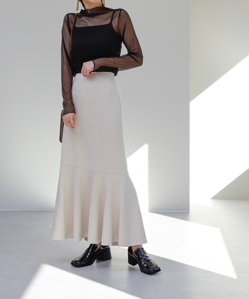 COLONY 2139（コロニートゥーワンスリーナイン）の「スエードタッチ切替マーメイドスカート（スカート・レディース・ベージュ/マスタード/グリーン/グレー・FREE）」の19枚目の写真