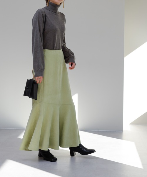 COLONY 2139（コロニートゥーワンスリーナイン）の「スエードタッチ切替マーメイドスカート（スカート・レディース・ベージュ/マスタード/グリーン/グレー・FREE）」の6枚目の写真
