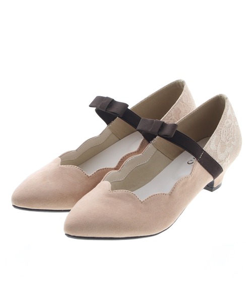 JELLY BEANS（ジェリービーンズ）の「【WEB限定】スカラップリボンストラップパンプス(217-3232)JELLY BEANS(ジェリービーンズ)（パンプス・レディース・ブラック/グレー/イエロー/ピンクベージュ・23/24/22.5/24.5/23.5）」の4枚目の写真