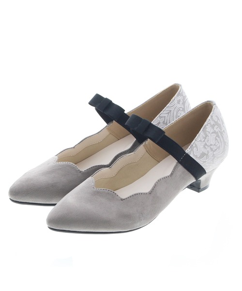 JELLY BEANS（ジェリービーンズ）の「【WEB限定】スカラップリボンストラップパンプス(217-3232)JELLY BEANS(ジェリービーンズ)（パンプス・レディース・ブラック/グレー/イエロー/ピンクベージュ・23/24/22.5/24.5/23.5）」の3枚目の写真