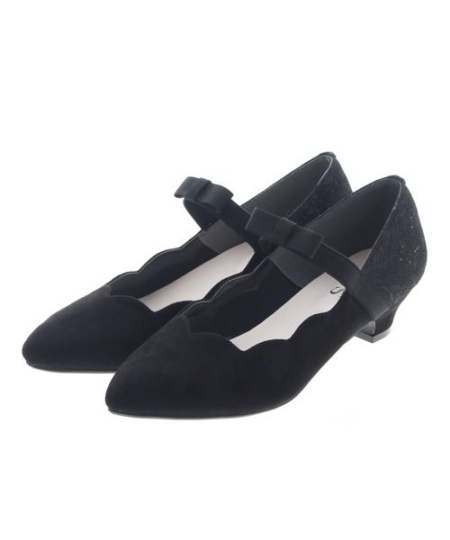 JELLY BEANS（ジェリービーンズ）の「【WEB限定】スカラップリボンストラップパンプス(217-3232)JELLY BEANS(ジェリービーンズ)（パンプス・レディース・ブラック/グレー/イエロー/ピンクベージュ・23/24/22.5/24.5/23.5）」の2枚目の写真