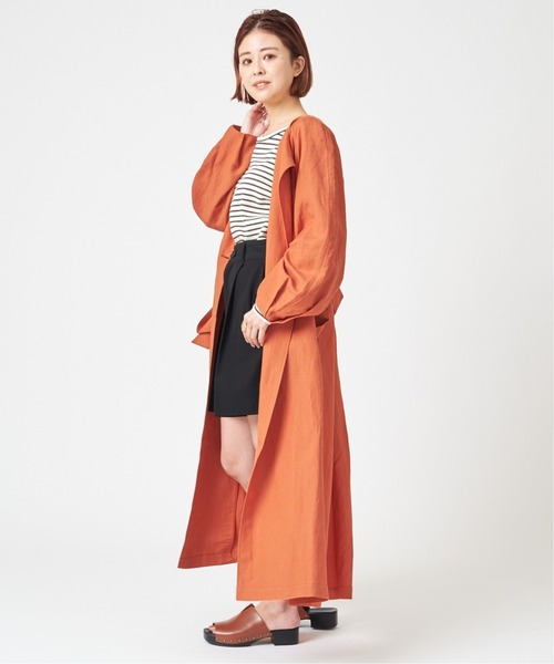 U by SPICK&SPAN（ユーバイスピックアンドスパン）の「レーヨンリネンロングコート◆（その他アウター・レディース・オレンジ/ベージュ・36/38）」の14枚目の写真