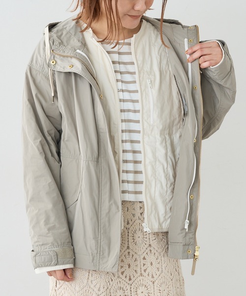 PUAL CE CIN（ピュアルセシン）の「ライナー付きマウンテンパーカー（マウンテンパーカー・レディース・ネイビー/ライトベージュ・FREE）」の3枚目の写真