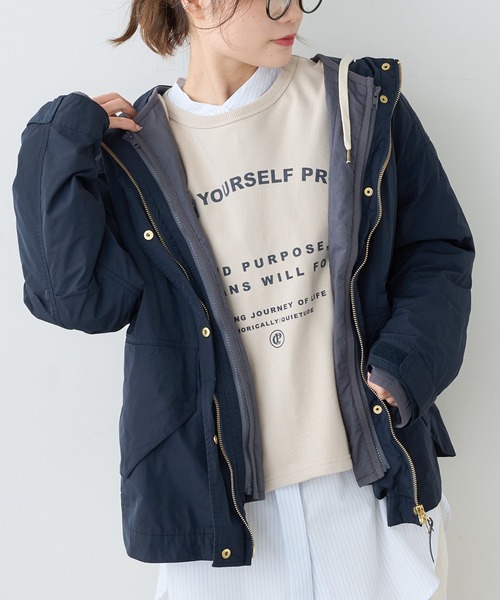 PUAL CE CIN（ピュアルセシン）の「ライナー付きマウンテンパーカー（マウンテンパーカー・レディース・ネイビー/ライトベージュ・FREE）」の8枚目の写真