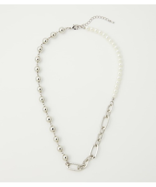 RODEO CROWNS WIDE BOWL(ロデオクラウンズワイドボウル)の「パールMIXチェーンネックレス(ネックレス・レディース・シルバー・FREE)」の1枚目の写真