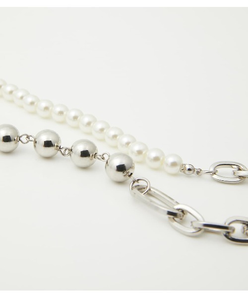 RODEO CROWNS WIDE BOWL(ロデオクラウンズワイドボウル)の「パールMIXチェーンネックレス(ネックレス・レディース・シルバー・FREE)」の4枚目の写真