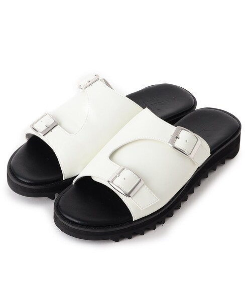 tk.TAKEO KIKUCHI（ティーケータケオキクチ）の「◆ダブルモンクボリュームソールサンダル（サンダル・メンズ・ブラック/オフホワイト・75/65）」の4枚目の写真